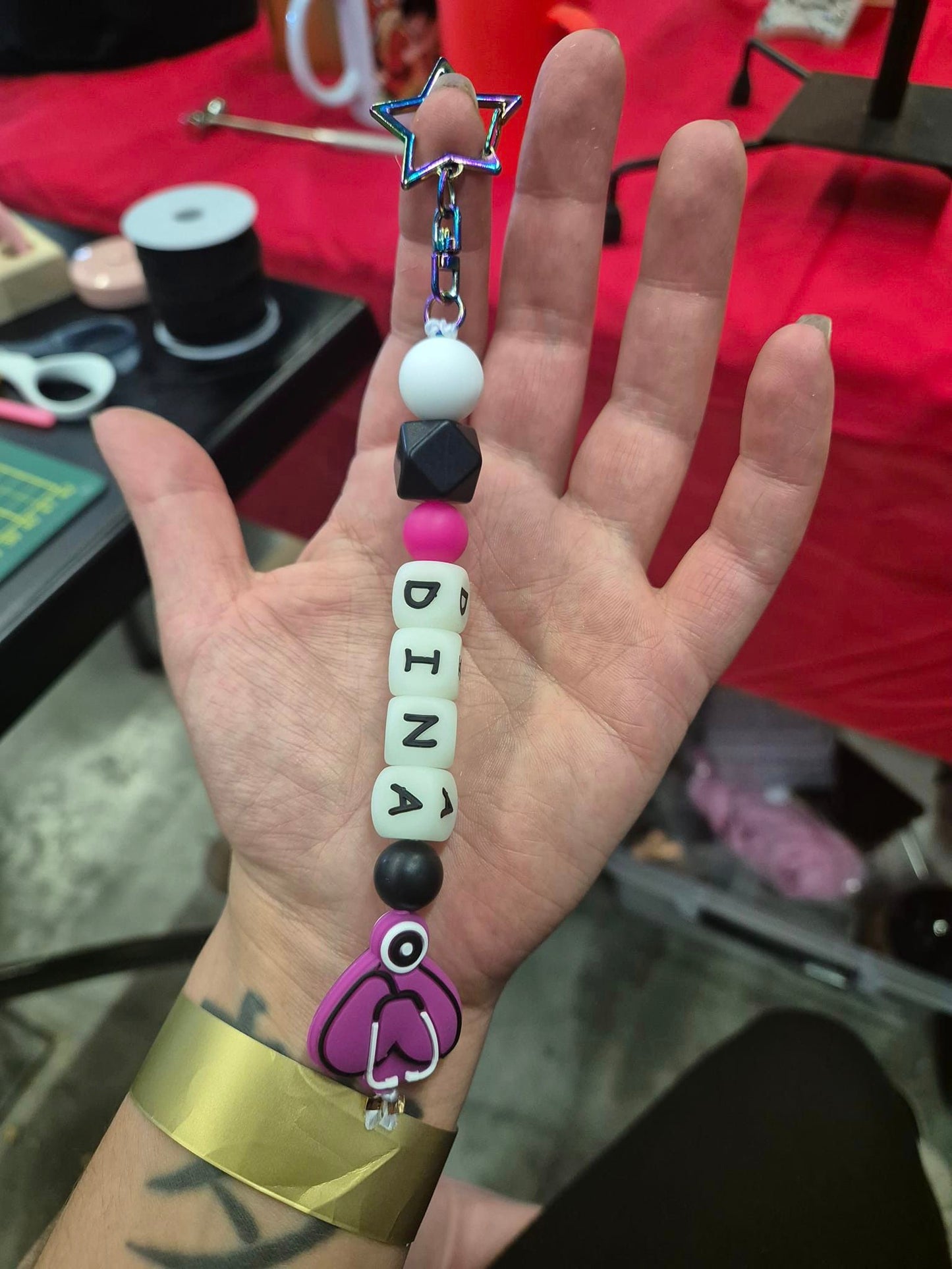 Porte-clé personnalisé avec perles en silicone