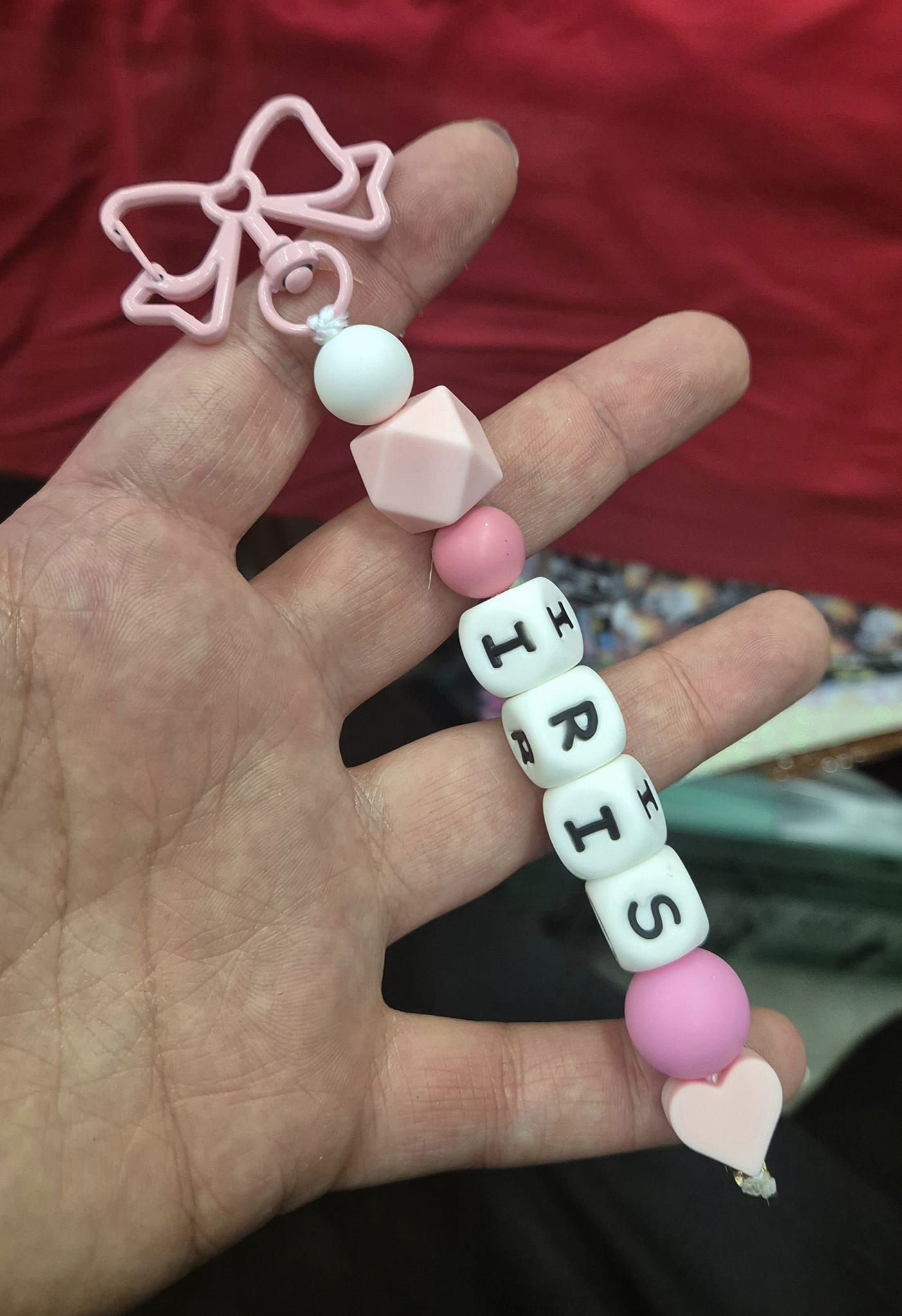 Porte-clé personnalisé avec perles en silicone