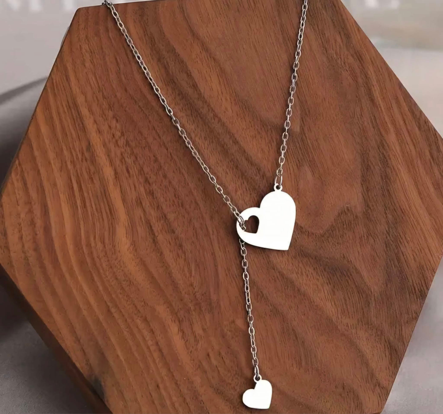 Collier coeur en acier inoxydable gravé