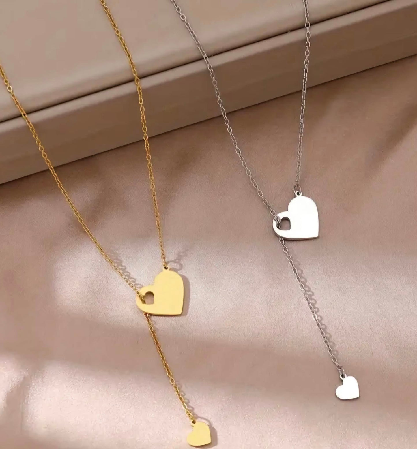 Collier coeur en acier inoxydable gravé