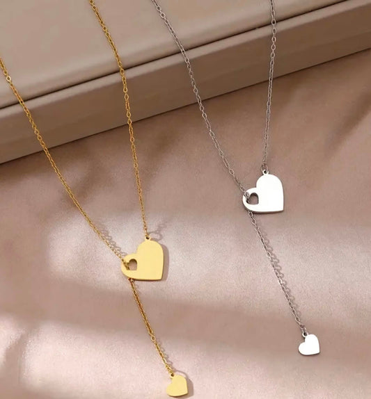 Collier coeur en acier inoxydable gravé