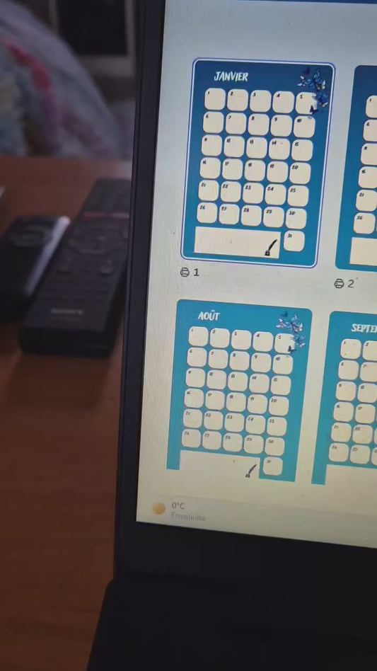 Calendrier perpétuel bleu papillons