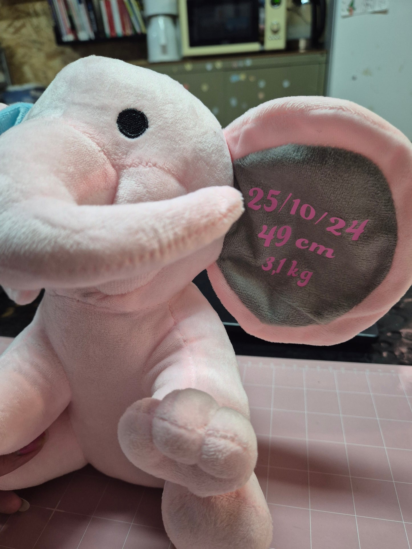 Peluche éléphant personnalisée